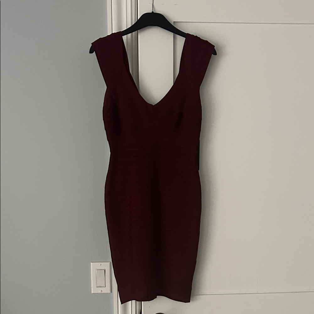 Herve Leger Deep Red Mini Dress